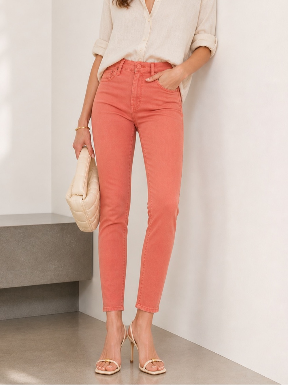 MOTHER Looker Crop High Rise Skinny in Mango Play Date Size 26